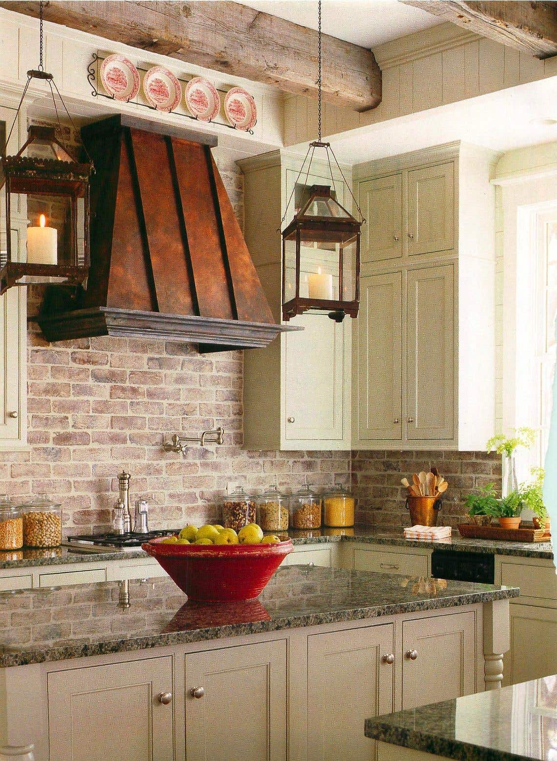 rustic brick backsplash