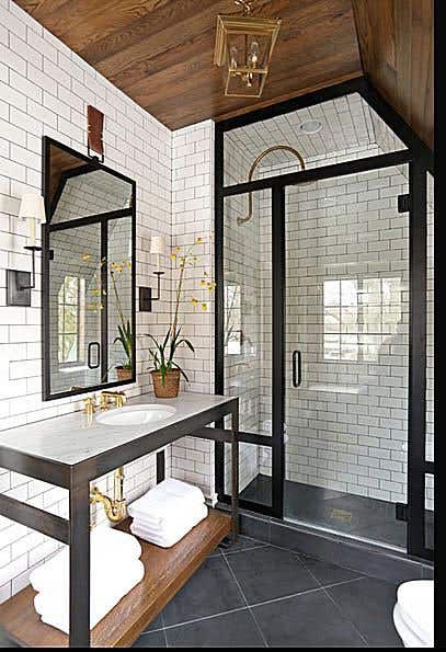 create a modern bathroom look with framed shower doors