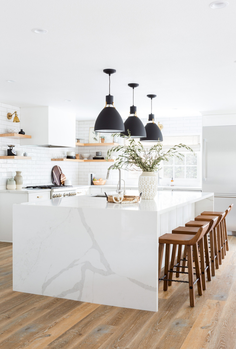 waterfall edge kitchen countertops