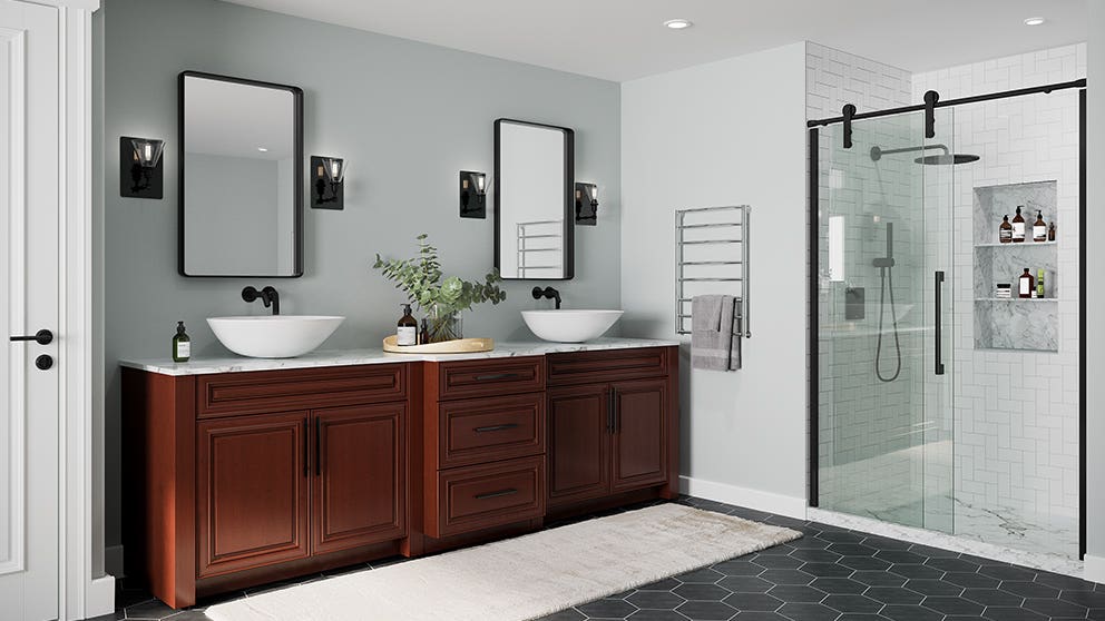 Charleston Cherry Bathroom Vanity & Storage Cabinets