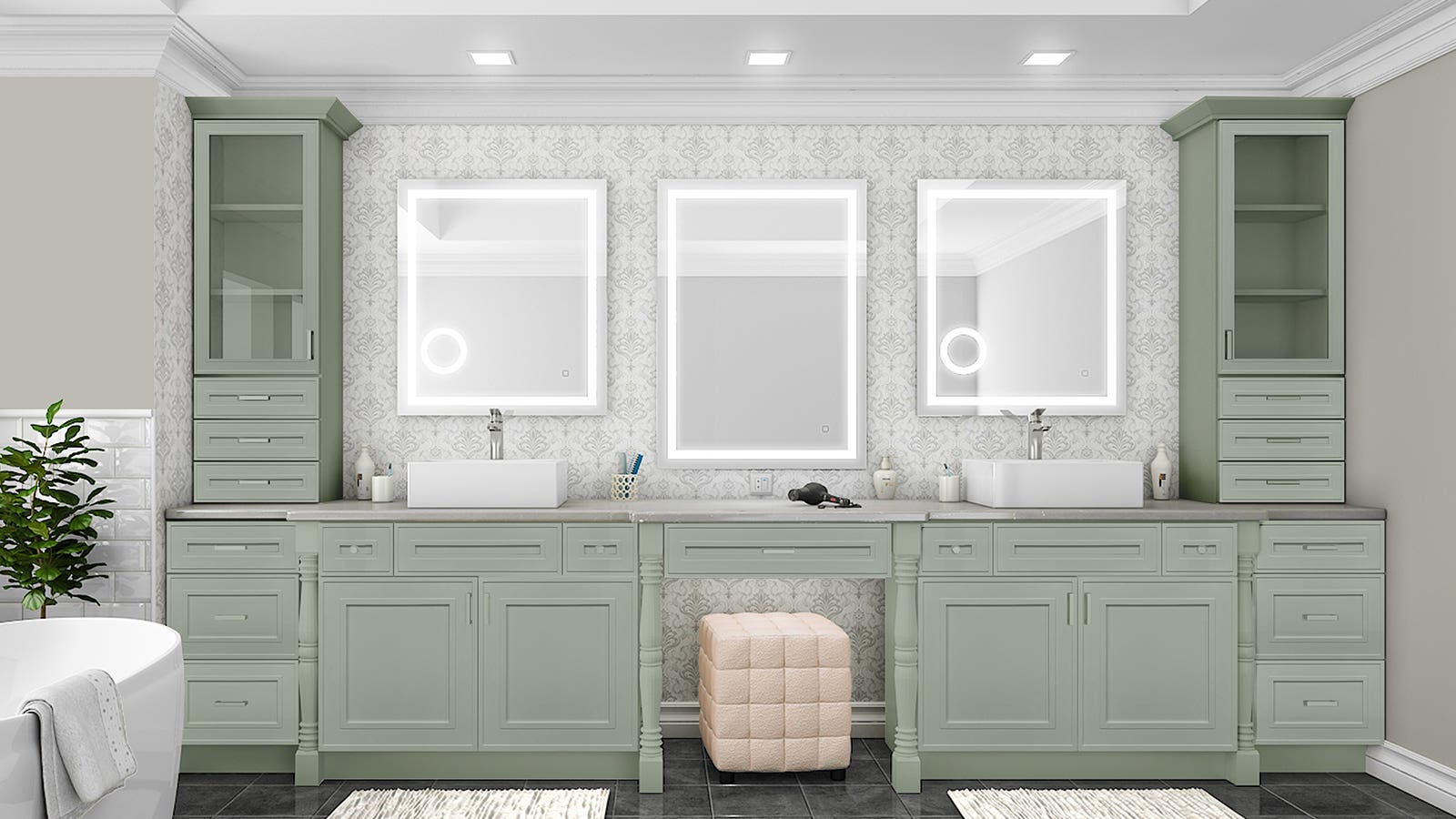 Craftsman Lily Green Shaker Bathroom Cabinets