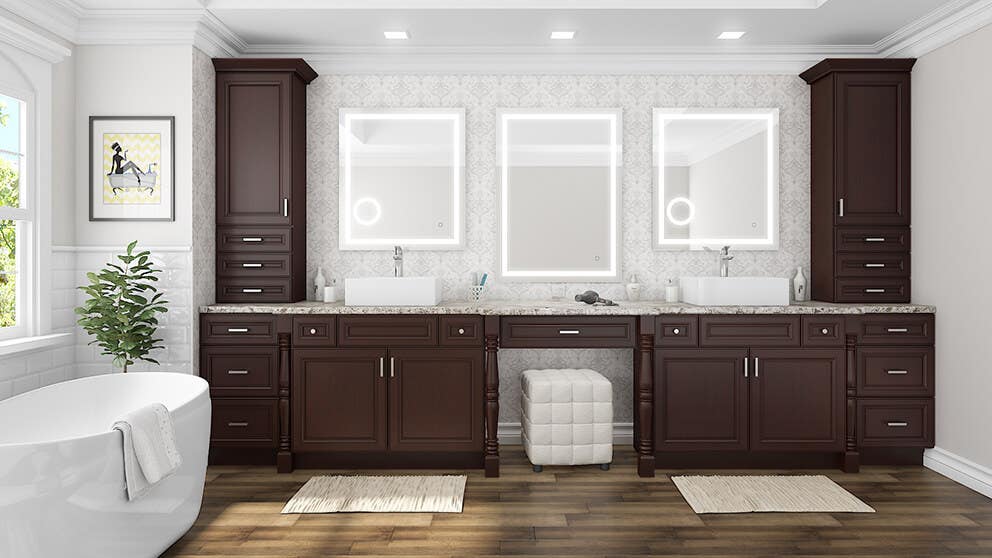 York Chocolate Bathroom Cabinets