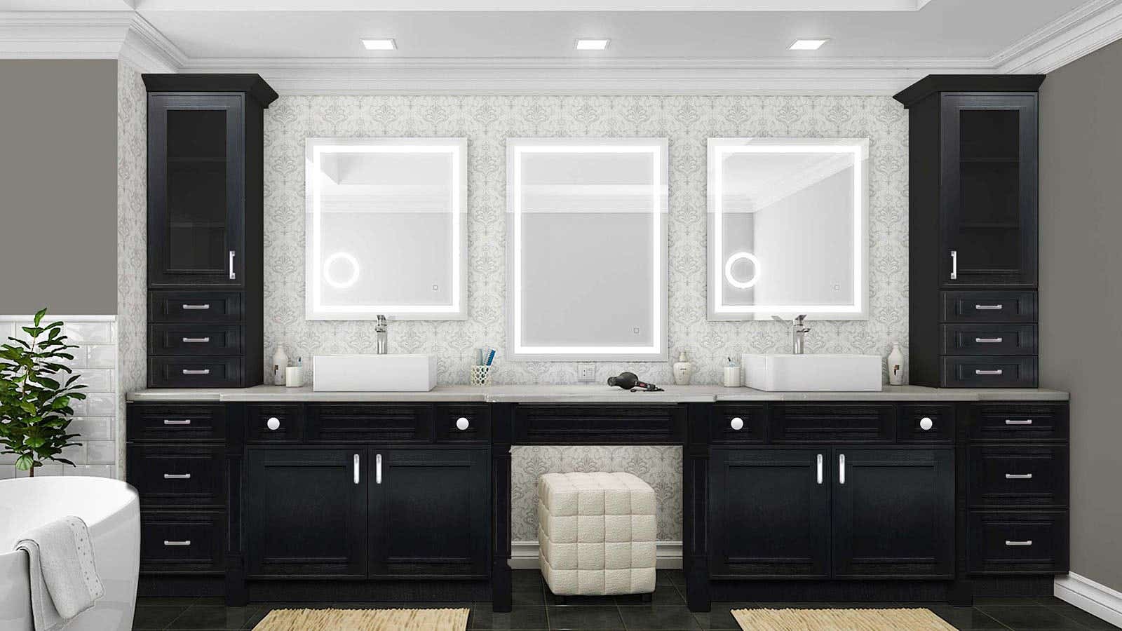 Craftsman Black Shaker Bathroom Cabinets