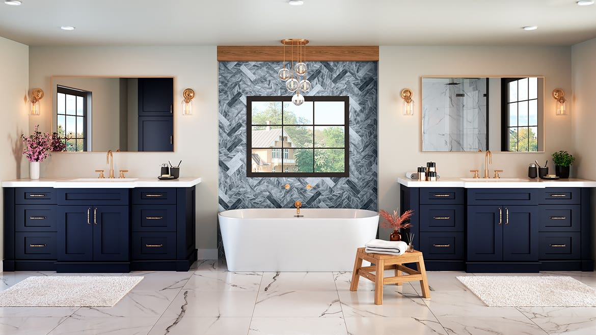 Navy Blue Shaker Bathroom Cabinets
