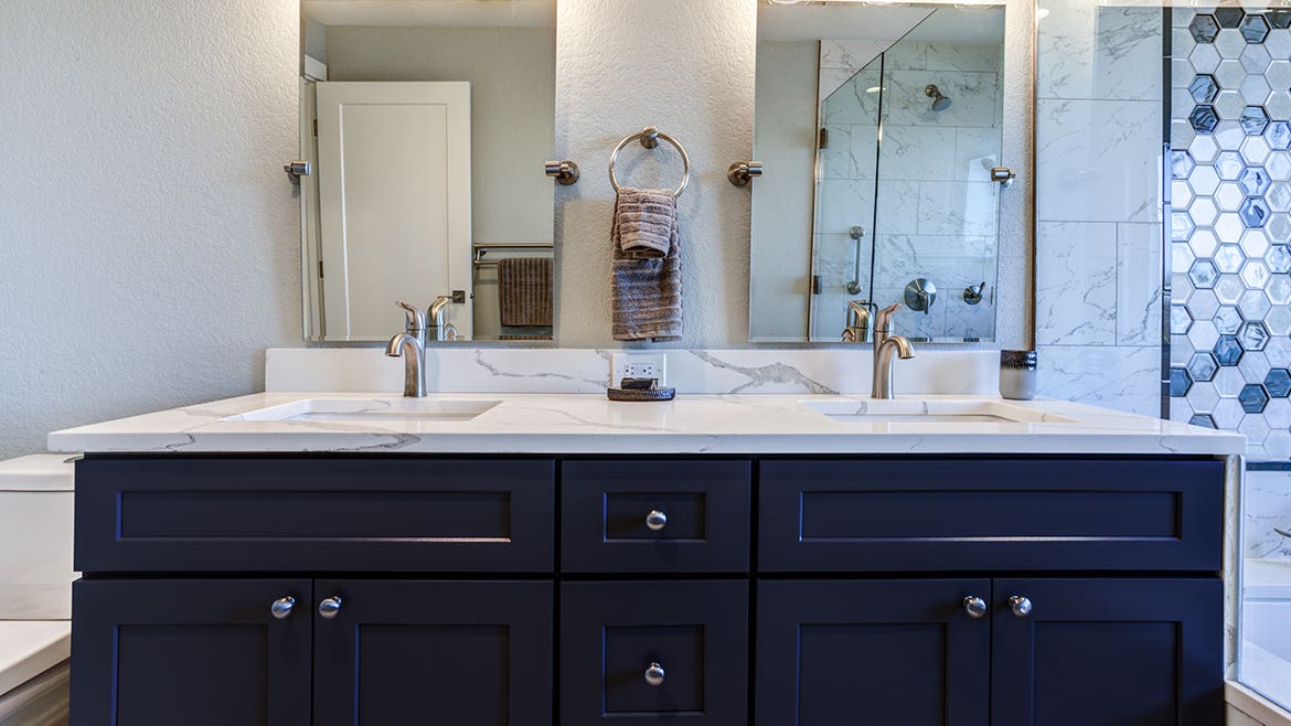 Navy Blue Shaker Bathroom Cabinets