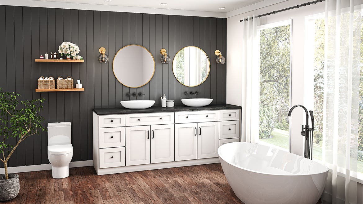 White Shaker Elite Bathroom Cabinets