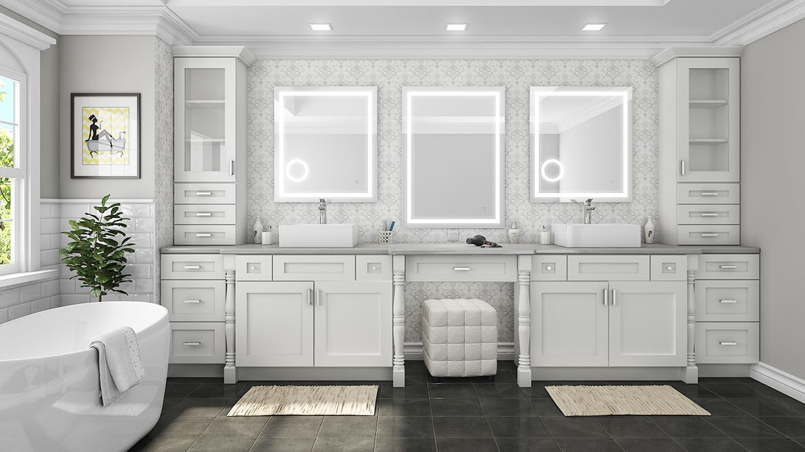 White Shaker Elite Bathroom Cabinets