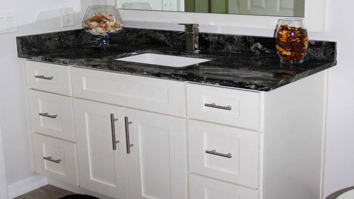 White Shaker Elite Bathroom Cabinets