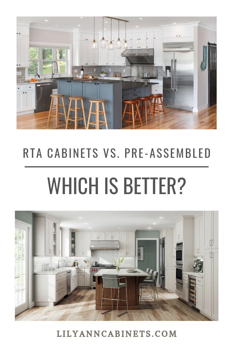 rta cabinets vs pre-assembled pinterest graphic