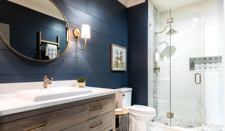 Painted Shiplap Bathroom Wall Painted Shiplap Bathroom Wall