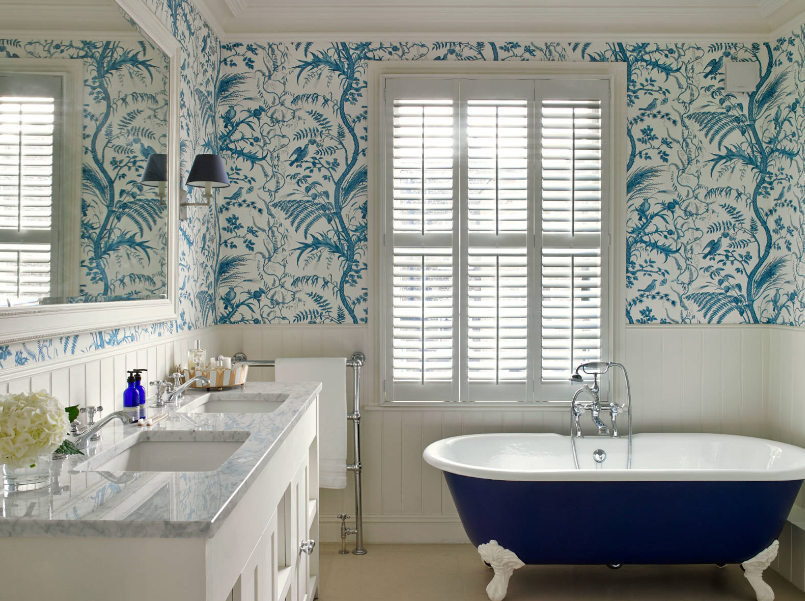 Wallpaper And Shiplap Wall Bathroom Wallpaper And Shiplap Wall Bathroom