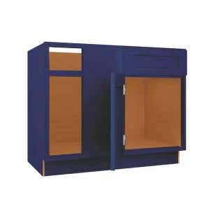 Navy Blue Shaker Blind Base Corner Cabinet 36" Left