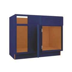 Navy Blue Shaker Blind Base Corner Cabinet 36" Right