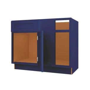 Navy Blue Shaker Blind Base Corner Cabinet 36" Right