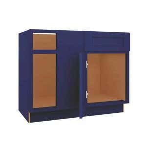 Navy Blue Shaker Blind Base Corner Cabinet 42" Left