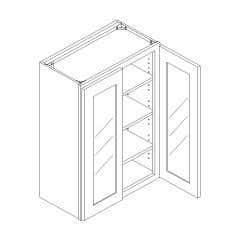 Grey Shaker Elite Wall Open Frame Glass Door Cabinet 36"W x 42"H