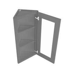 Grey Shaker Elite Angle Wall Open Frame Glass Door Cabinet 12"W x 30"H 