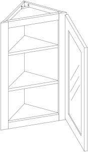 Grey Shaker Elite Angle Wall Open Frame Glass Door Cabinet 12"W x 30"H 