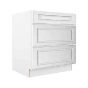 Key Largo White Three Drawer Base Cabinet 30"