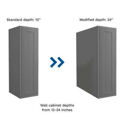 Increase Wall Cabinet Depth 12 to 24 Inches for non-glass cabinets