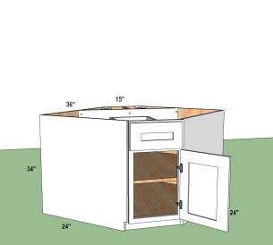 Diagonal Corner Sink Base Cabinet 36"