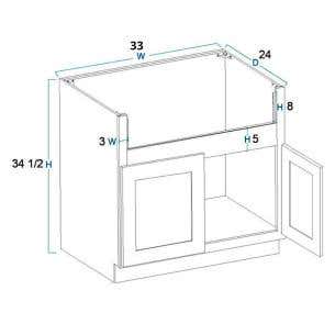 Colorado White Shaker Farm Sink Base Cabinet 33"W