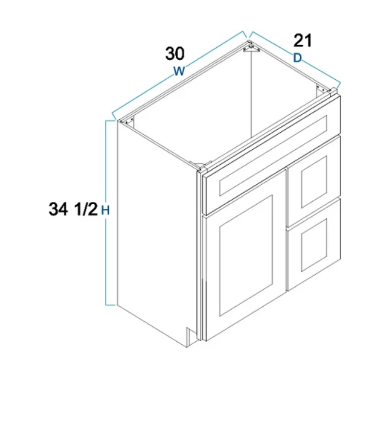 Drawer Right or Drawer Left cabinet with measurement