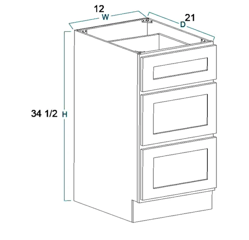 Drawer Base cabinets with measurement