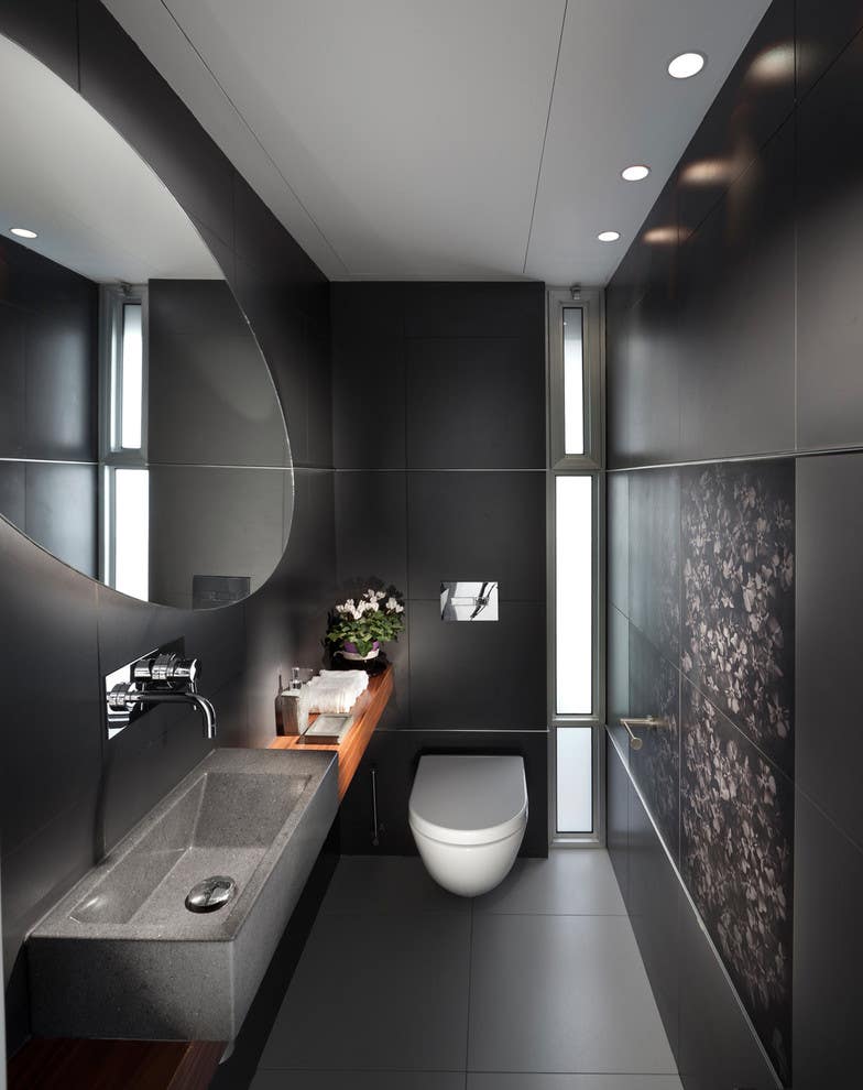 black minimalist bathroom design