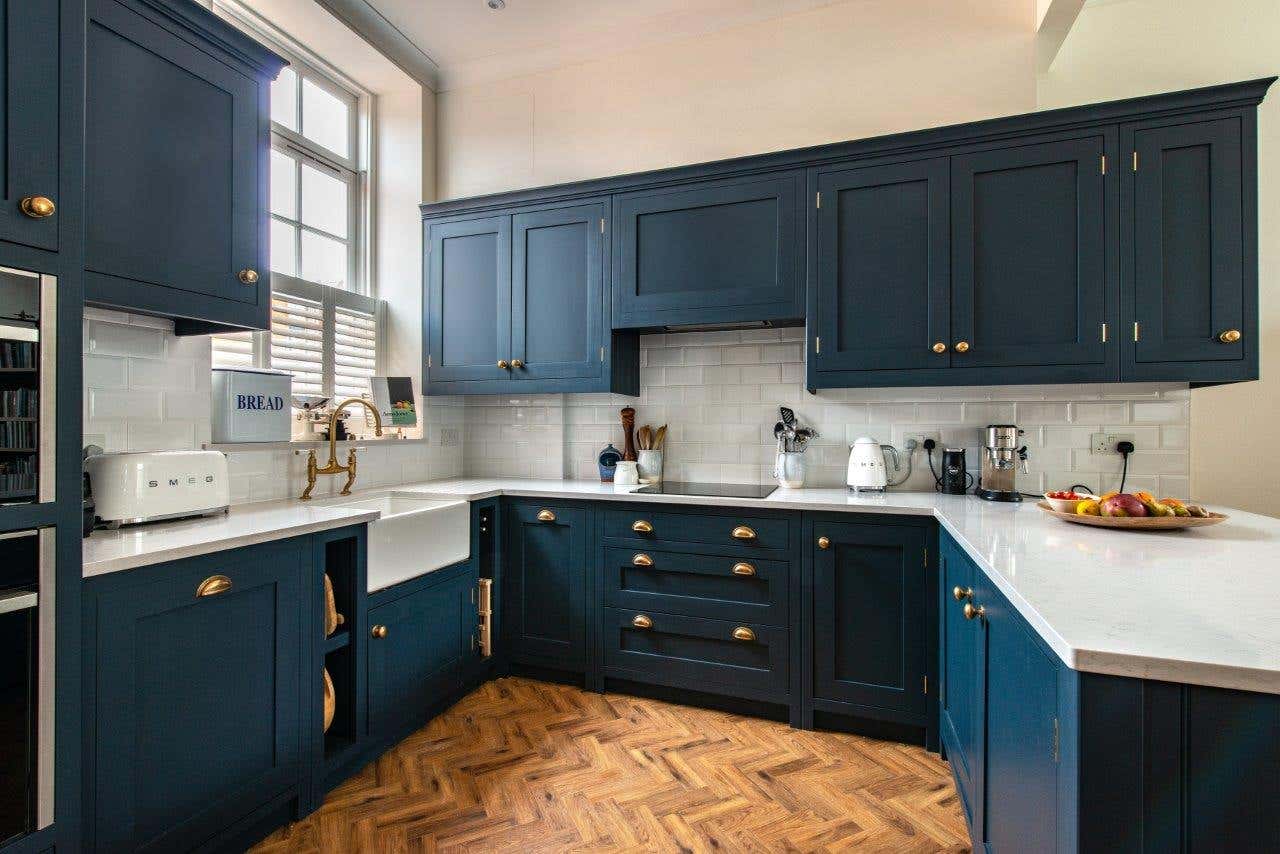 Dark blue cabinet kitchen