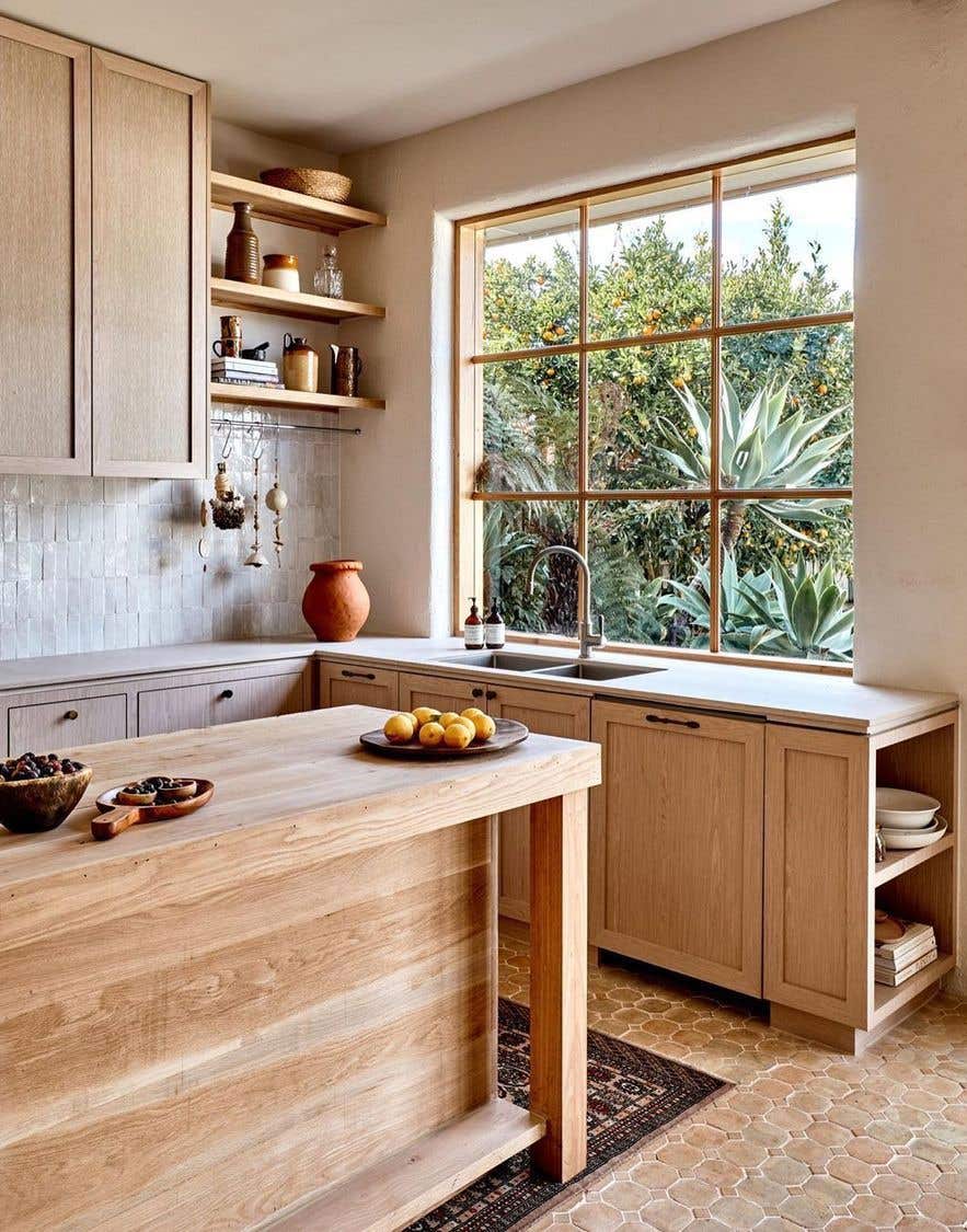 Natural wood cabinetry