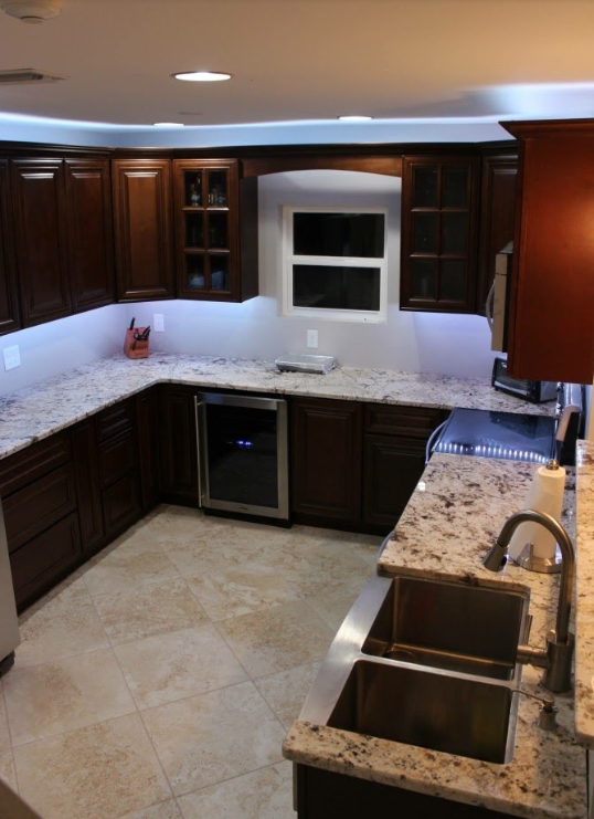 modern kitchen with under-cabinet led lighting