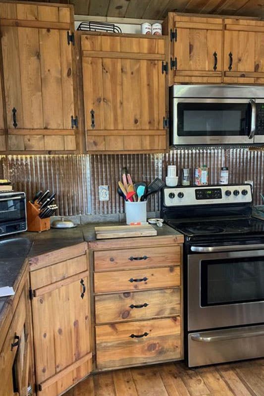 Vintage kitchen with barn wood cabinets