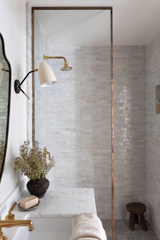 subway tiled bathroom shower design