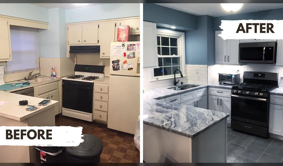 Before and After Picture of Kitchen Remodel