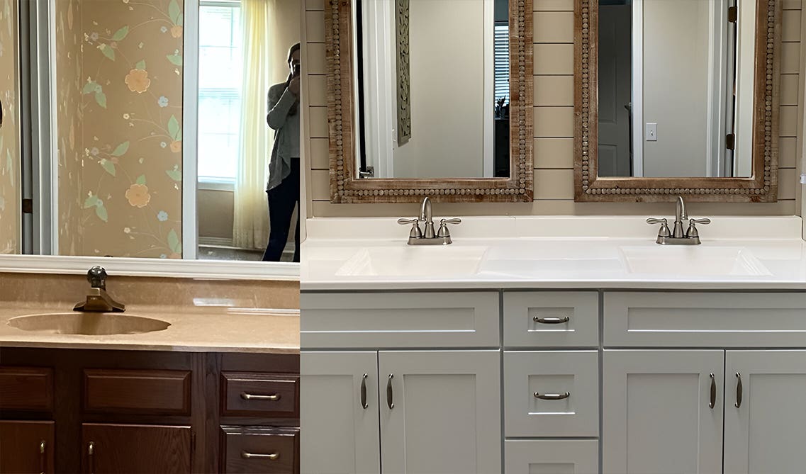 Before and after bathroom makeover design 