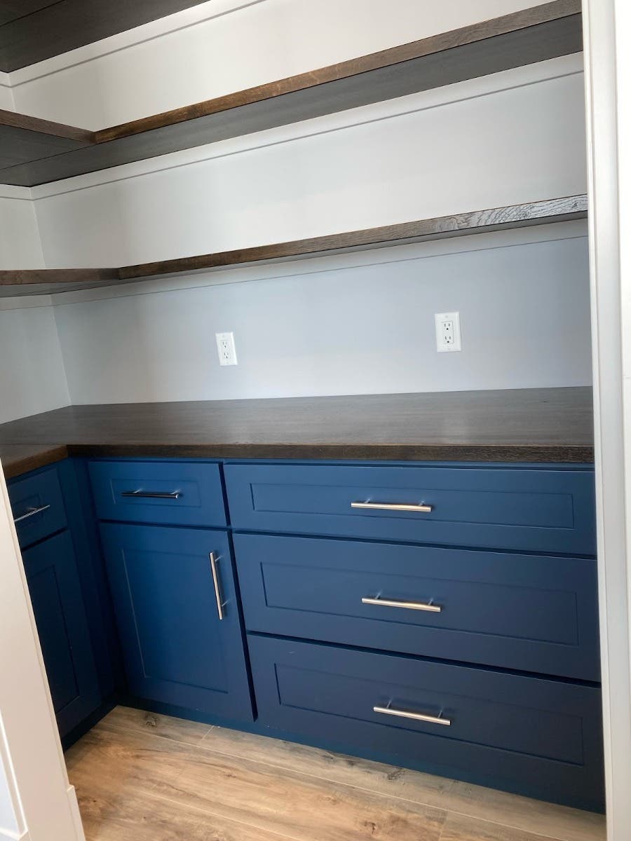 Blue Pantry Cabinets