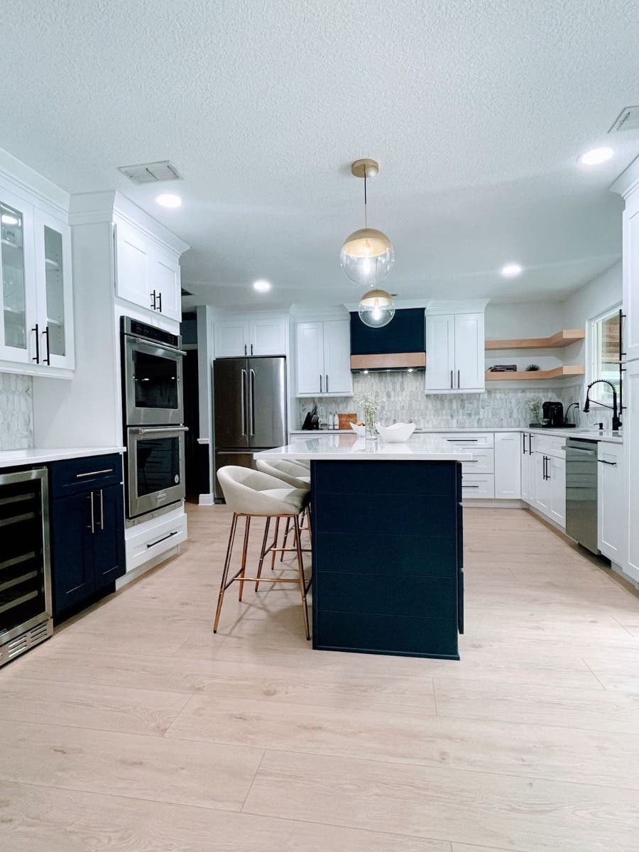 Blue Range Hood Kitchen