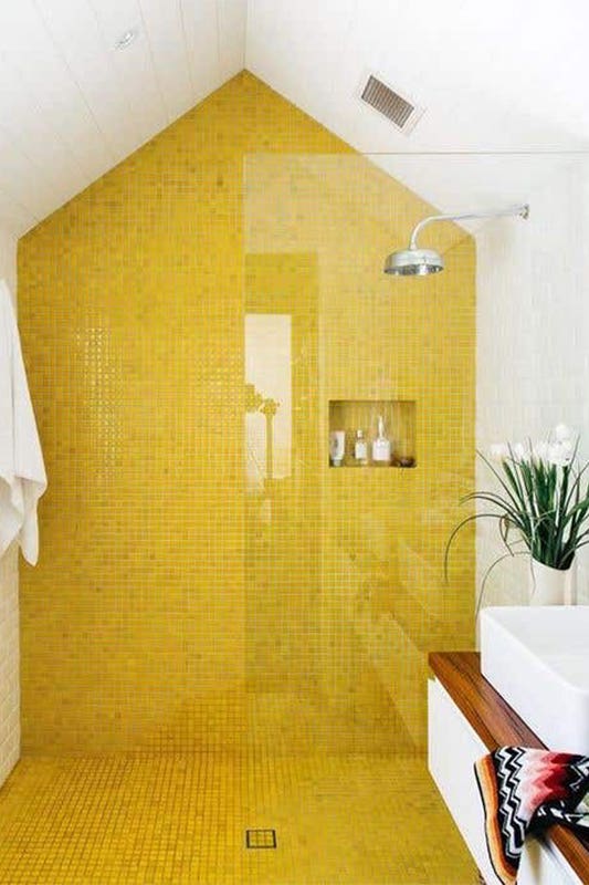 Yellow shower wall color