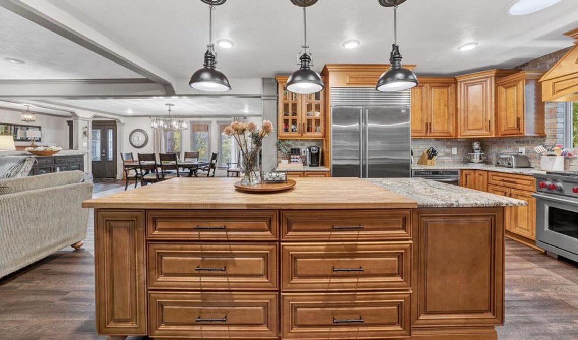 Kitchen Design with Brown Cabinets With Black Hardware