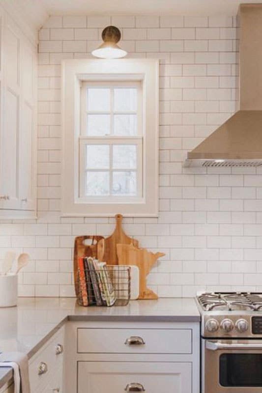 Subway Brick Backsplash with Stainless steel appliances