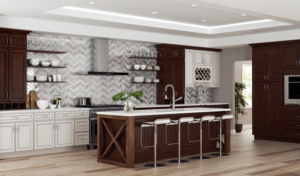 Contrast backsplash with white cabinets