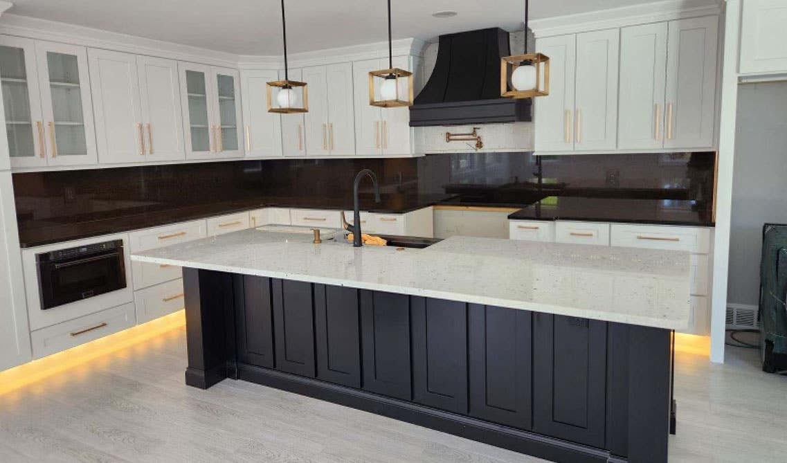 Contrast countertops and cabinets