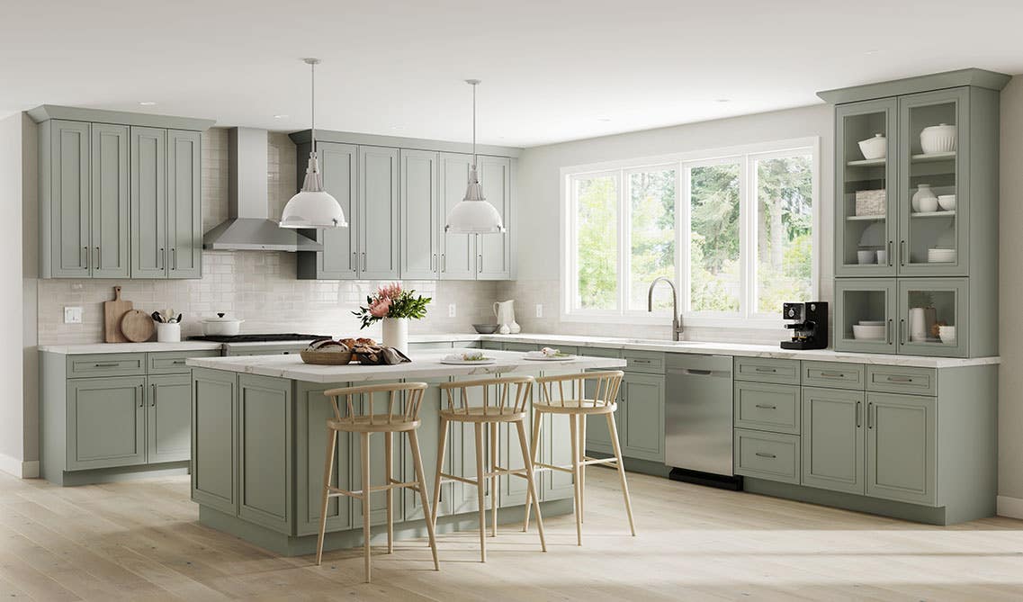 Craftsman Lily Green Shaker Kitchen Cabinets