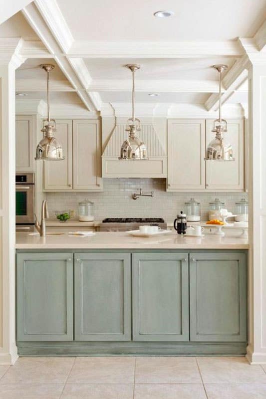 Cream and mint kitchen color schemes