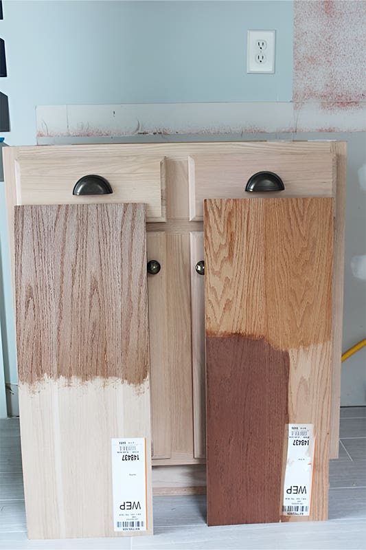 Finishing idea for unfinished cabinets