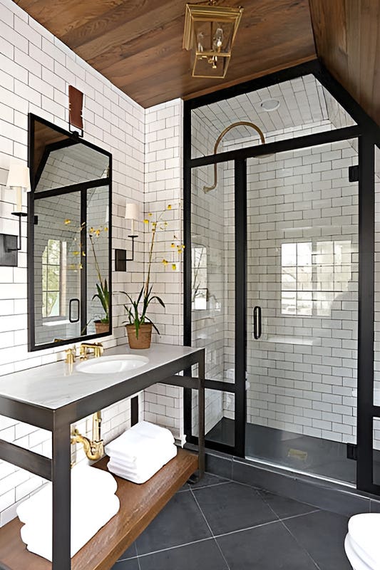 Modern bathroom look with framed shower doors