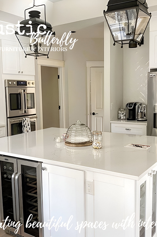 Built in wine rack cabinet storage in kitchen island