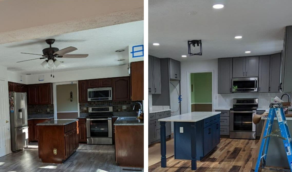 Before and after photos of Kitchen cabinet makeover From Bold and Beautiful