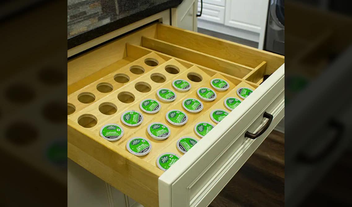 K-Cup Drawer Insert in white cabinets